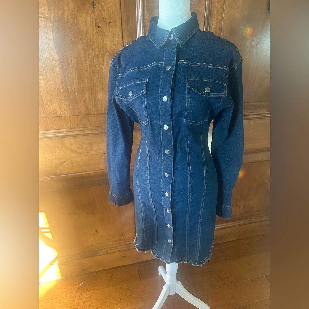 Jean Dress (or wear open as a long Jean jacket)
New without tags